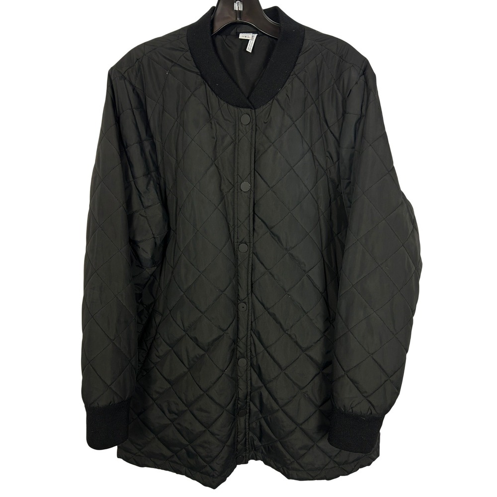 Twik Black Minimal Quilted Longline Bomber Jacket Contemporary Classic XL